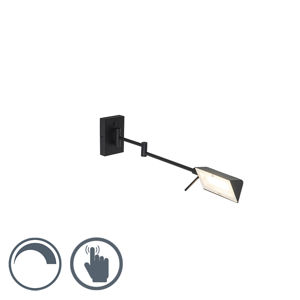 Dizajnové nástenné svietidlo čierne vrátane LED s dotykovým stmievačom - Notia