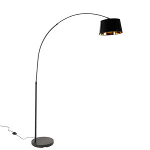 Moderná oblúková lampa čierna so zlatom - Arc Basic