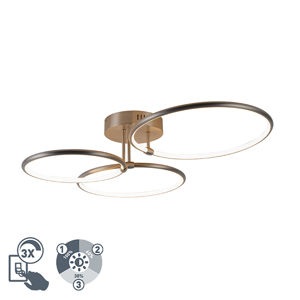 Dizajnové stropné svietidlo z ocele vrátane LED 3-stupňového stmievateľného 3-svetla - Joaniqa