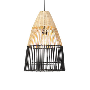 Vidiecka závesná lampa bambus s čiernou farbou - bambus
