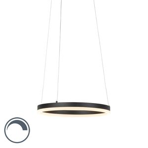 Moderné kruhové závesné svietidlo čierne 40 cm vrátane LED a stmievača - Anello