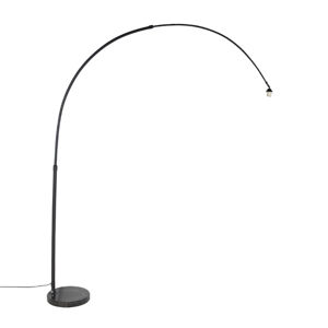 Moderná oblúková lampa čierna s mramorovým podstavcom - XXL